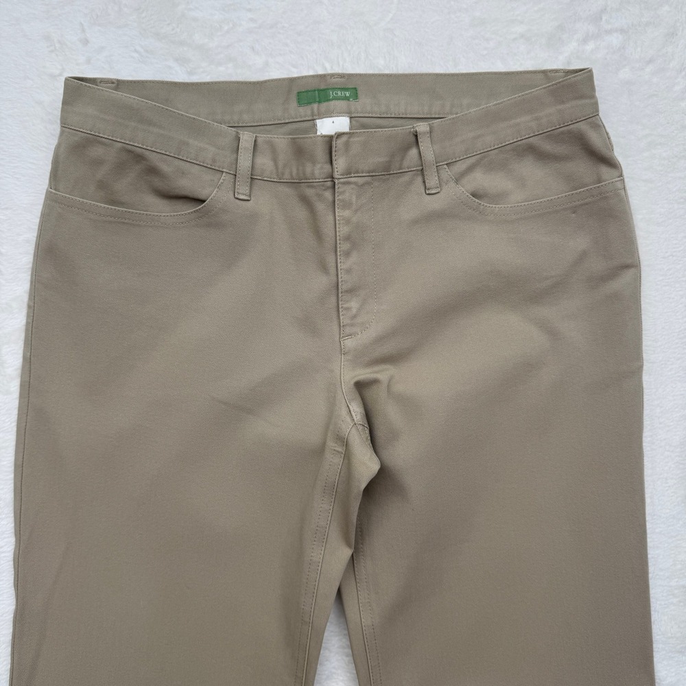 J.Crew Chino Pants Womens 4 Tan Khaki Straight Leg Cotton Stretch Twill Mid Rise - Picture 2 of 11